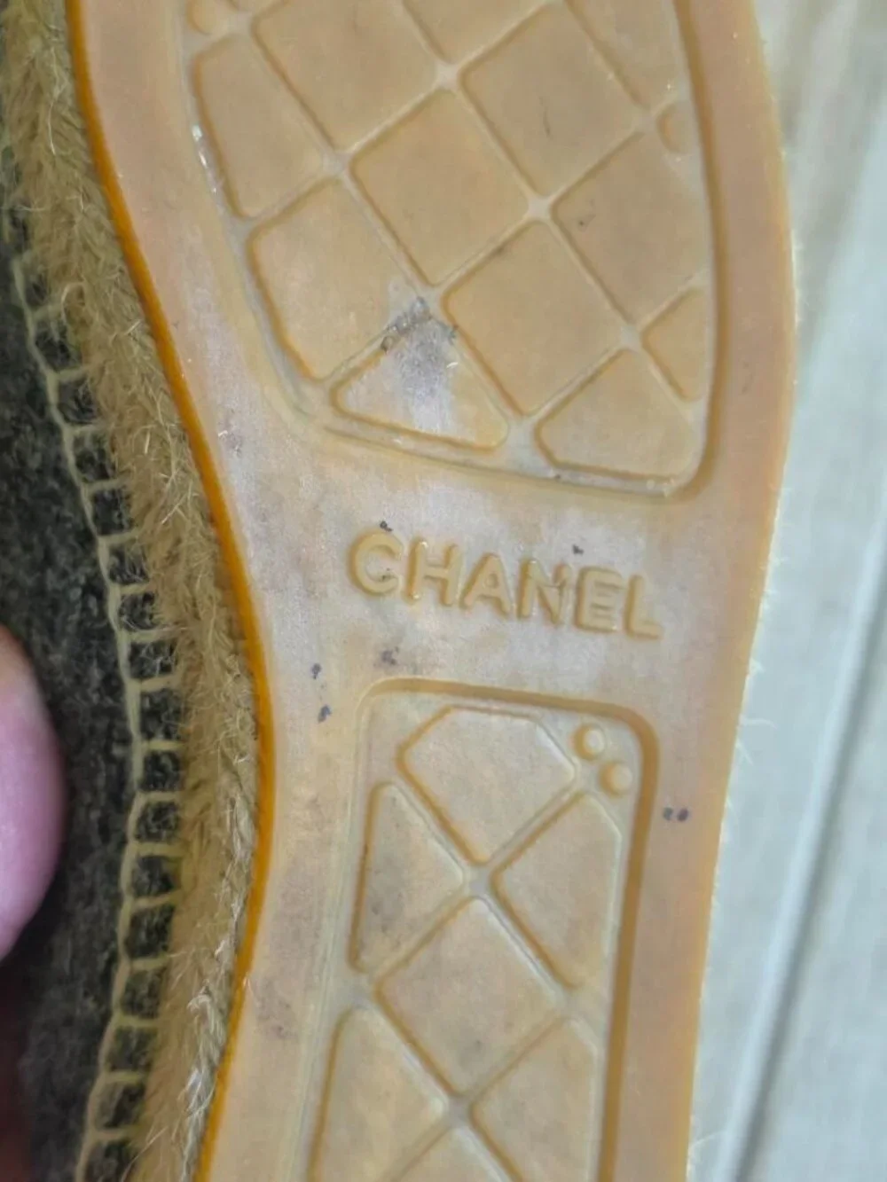 CHANEL Grey Espadrilles CC Black Velvet Grey Tweed Shoe Eur. 37